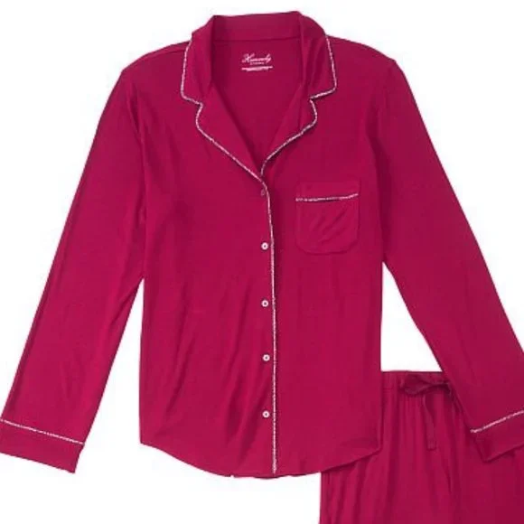 VS XS Regular 30" Inseam Modal PJ Set Red with Leopard Piping NWT - Picture 11 of 16